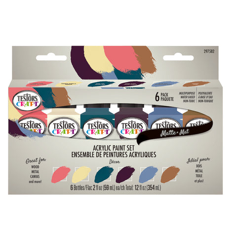 Testors Matte Assorted Craft Paint Interior 12 oz (Pack of 6)