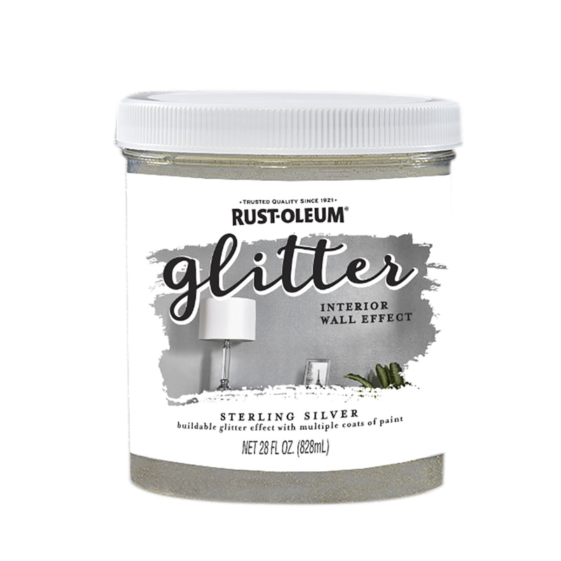 Rust-Oleum Glitter Sterling Silver Water-Based Glitter Paint Interior 28 oz (Pack of 2)