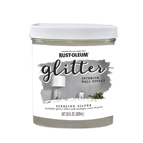 Rust-Oleum Glitter Sterling Silver Water-Based Glitter Paint Interior 28 oz (Pack of 2)