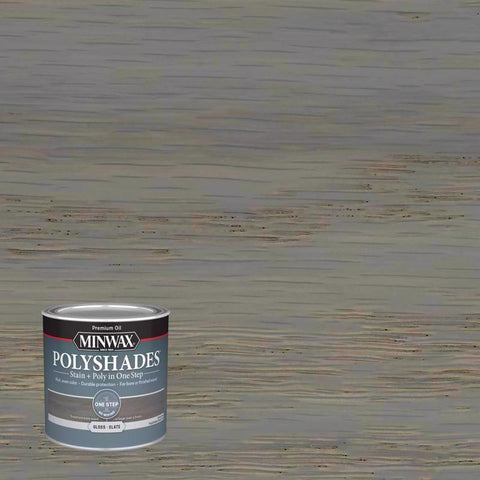 Minwax Polyshades Semi-Transparent Gloss Slate Oil-Based Stain/Polyurethane Finish 1/2 pt (Pack of 4)