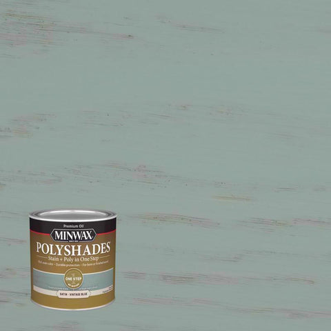 Minwax Polyshades Semi-Transparent Satin Vintage Blue Oil-Based Stain/Polyurethane Finish 1/2 pt (Pack of 4)