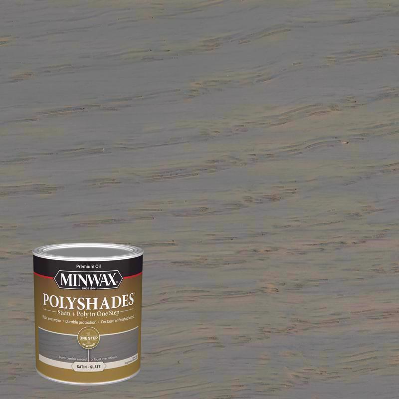 Minwax Polyshades Semi-Transparent Satin Slate Oil-Based Stain/Polyurethane Finish 1 qt (Pack of 4)