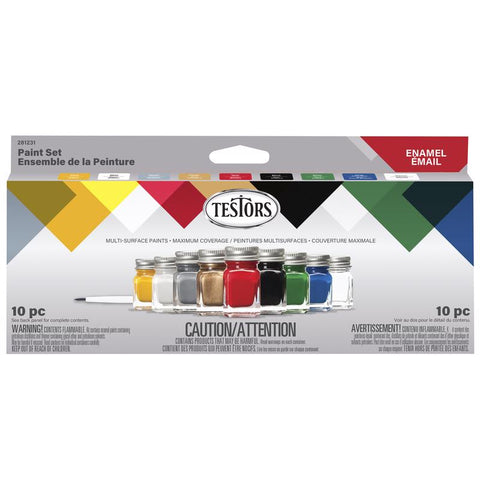 Testors Assorted Solvent-Based Enamel Paint Exterior and Interior 0.25 oz (Pack of 6)