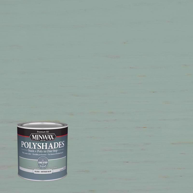 Minwax PolyShades Semi-Transparent Gloss Vintage Blue Stain/Polyurethane Finish 1/2 pt (Pack of 4)