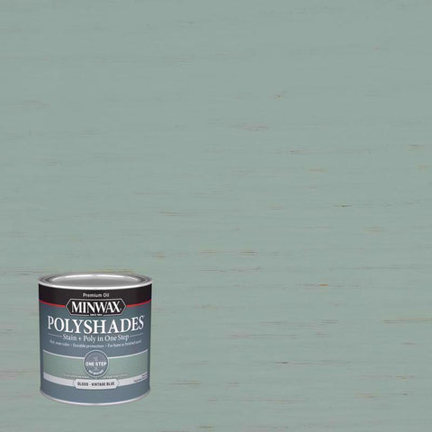 Minwax PolyShades Semi-Transparent Gloss Vintage Blue Stain/Polyurethane Finish 1/2 pt (Pack of 4)