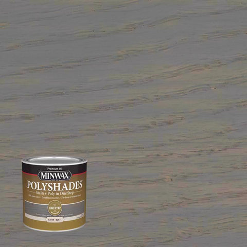 Minwax PolyShades Semi-Transparent Satin Slate Oil-Based Stain/Polyurethane Finish 1/2 pt (Pack of 4)