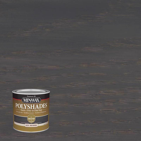 Minwax PolyShades Acabado de poliuretano semitransparente satinado Tono Barrica Envejecida 1/2 pt (Paquete de 4)