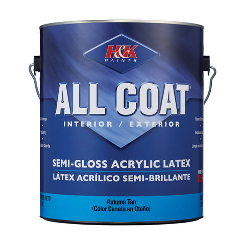 H&K Paints All-Coat Semi-Gloss Autumn Tan Water-Based Paint Exterior and Interior 1 gal (Pack of 4)