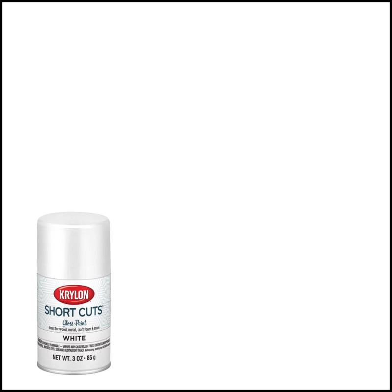 Krylon Short Cuts Gloss White Spray Paint 3 oz (Pack of 6)