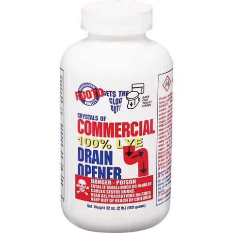 Rooto 100% Lye Crystals Drain Opener 2 lb (Pack of 12)