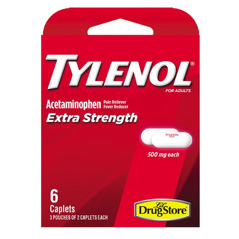 Tylenol 500 mg White Extra Strength Acetaminophen 6 pk (Pack of 6)