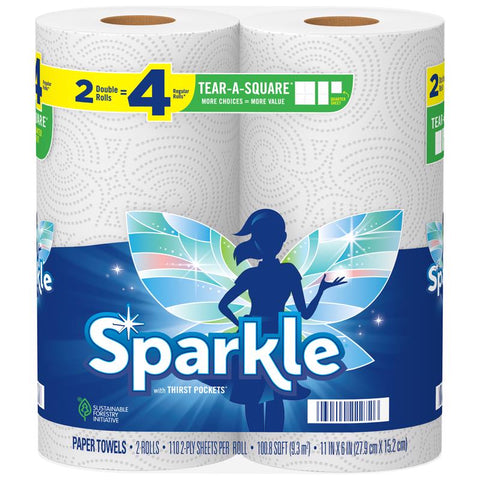 Sparkle Tear-A-Square Paper Towels 110 sheet 2 ply 2 pk (Pack of 12)