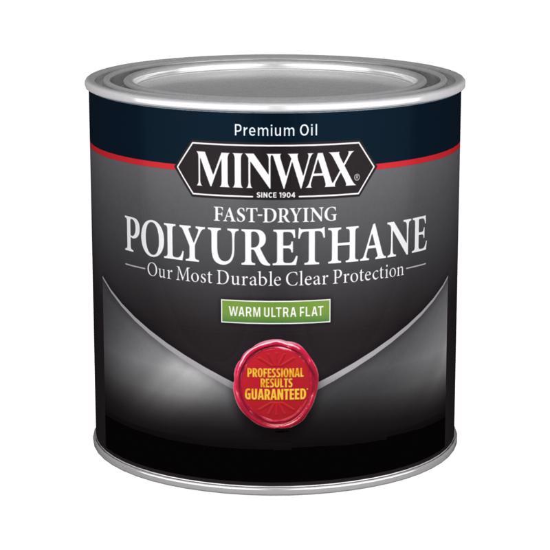 Minwax Warm Ultra Flat Clear Oil-Based Fast-Drying Polyurethane 0.5 pt (Pack of 4)