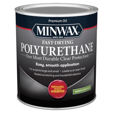 Minwax Warm Ultra Flat Clear Oil-Based Fast-Drying Polyurethane 1 qt (Pack of 4)