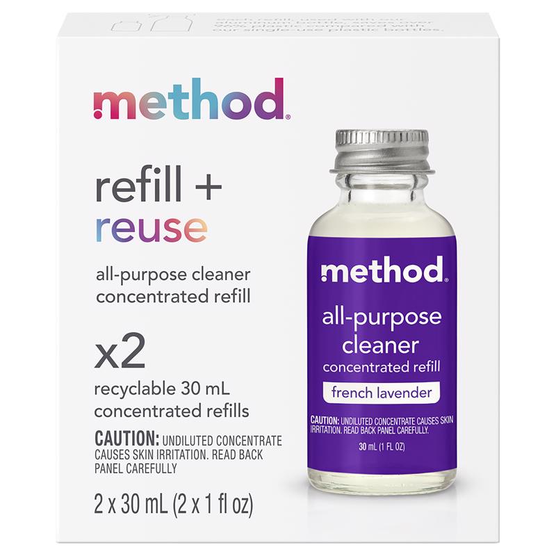 Method French Lavender Scent Concentrated All Purpose Cleaner Refill Liquid 1 oz (Pack of 12)