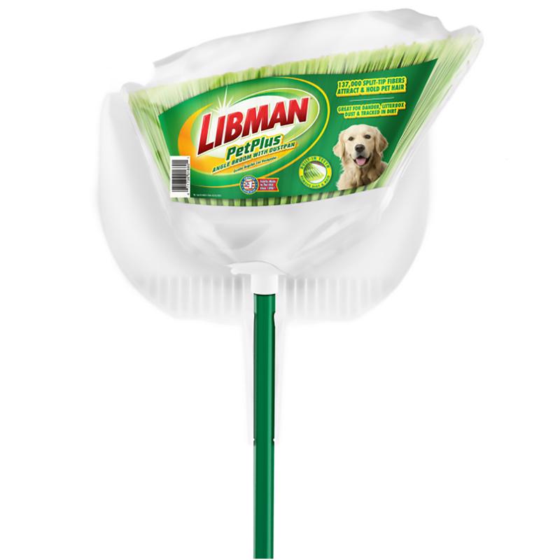 Libman Petplus 12.5 in. W Recycled PET Broom with Dustpan (Pack of 4)