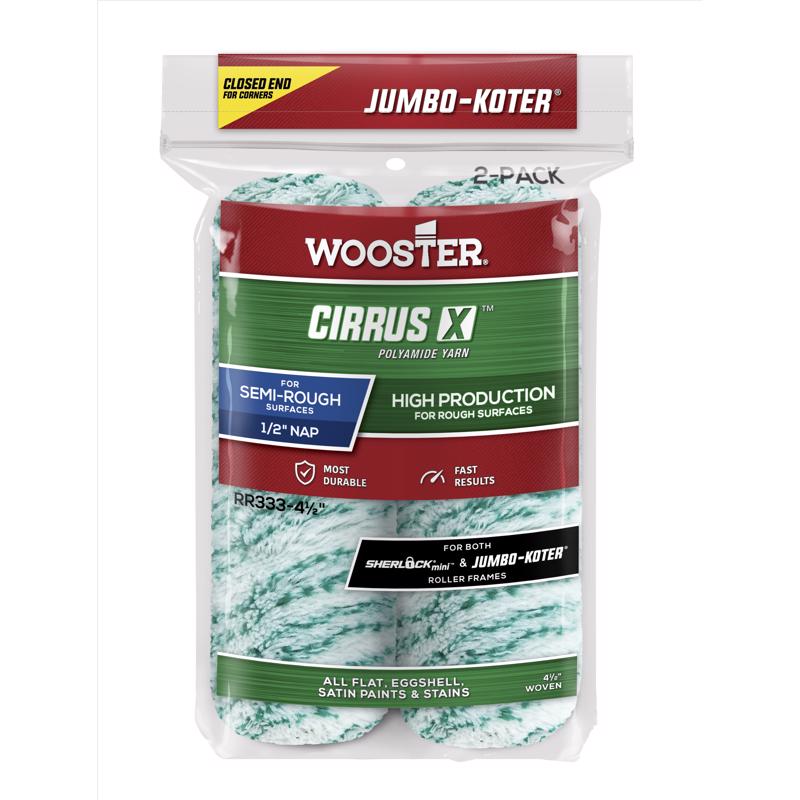 Wooster Jumbo-Koter Polyamide Fabric 4 1/2 in. W X 1/2 in. Trim Roller Refill 2 pk (Pack of 12)