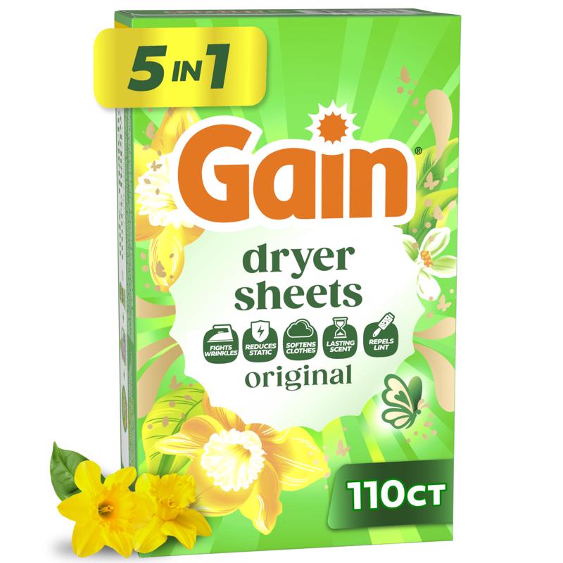 Gain Original Scent Dryer Sheets Sheets 120 pk (Pack of 6)