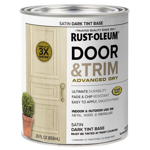 Rust-Oleum Stops Rust Satin Dark Tint Base Door Paint Exterior and Interior 1 qt (Pack of 2)