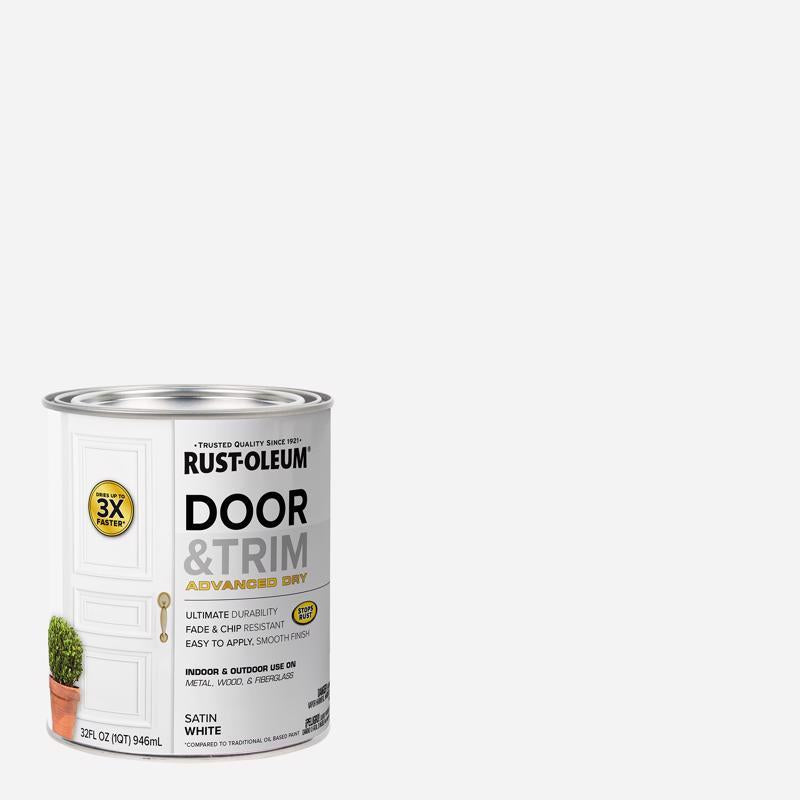 Rust-Oleum Stops Rust Satin White Water Base Door Paint Exterior and Interior 1 qt (Pack of 2)