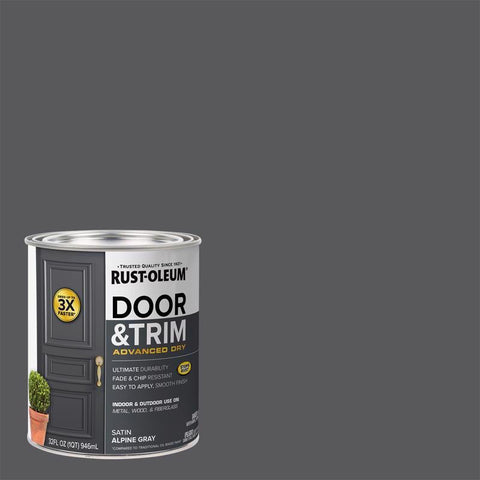 Rust-Oleum Stops Rust Satin Alpine Gray Water Base Door Paint Exterior and Interior 1 qt (Pack of 2)