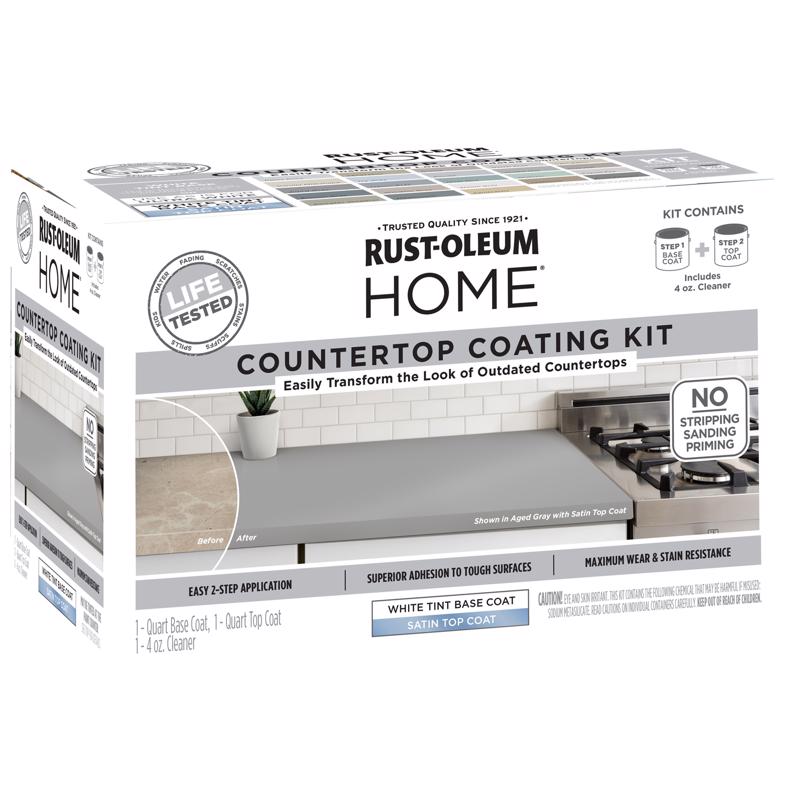 Rust-Oleum HOME Satin White Base Acrylic Countertop Paint Kit 1 qt (Pack of 2)