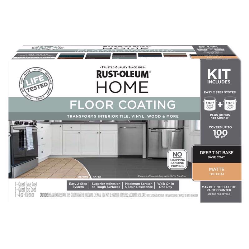 Rust-Oleum HOME Matte Deep Tint Base Floor Coating Kit 1 qt (Pack of 2)
