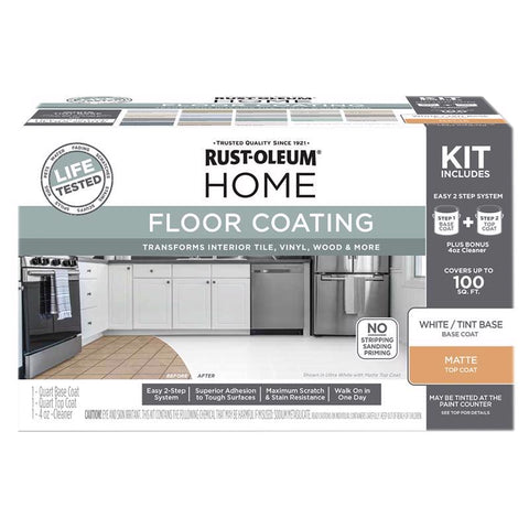 Rust-Oleum HOME Matte White Tint Base Floor Coating Kit 1 qt (Pack of 2)