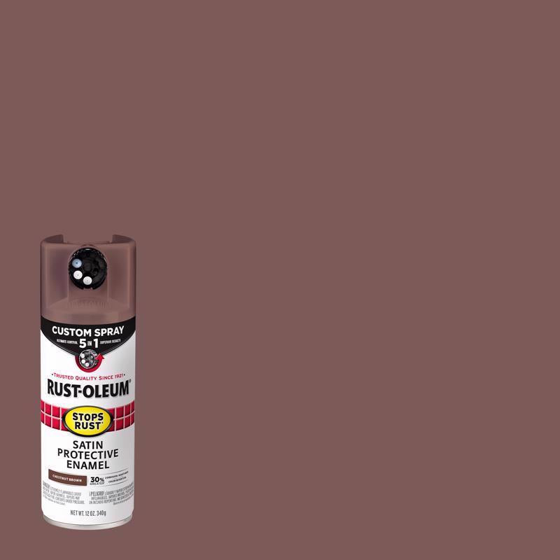 Rust-Oleum Stops Rust Indoor and Outdoor Satin Chestnut Brown Oil Modified Alkyd Spray Paint 12 oz (Pack of 6)