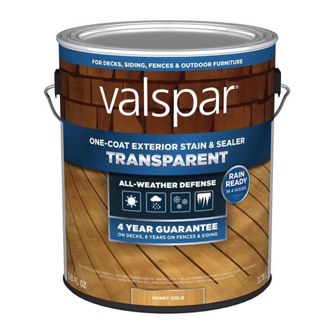 Valspar One-Coat Transparent Honey Gold Water-Based Acrylic Stain and Sealer 1 gal (Pack of 4)