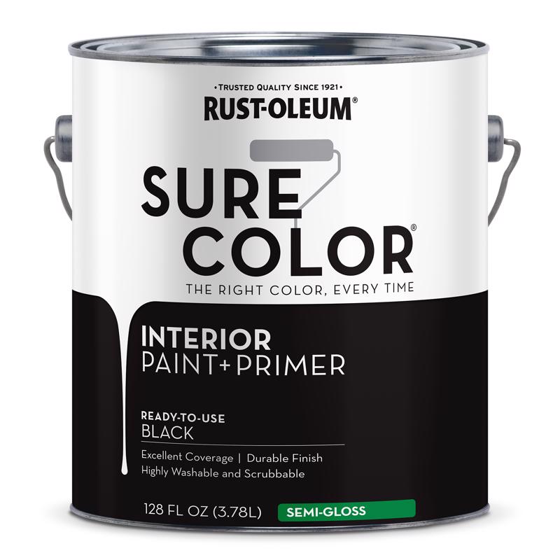 Rust-Oleum Sure Color Semi-Gloss Black Water-Based Paint + Primer Interior 1 gal (Pack of 2)