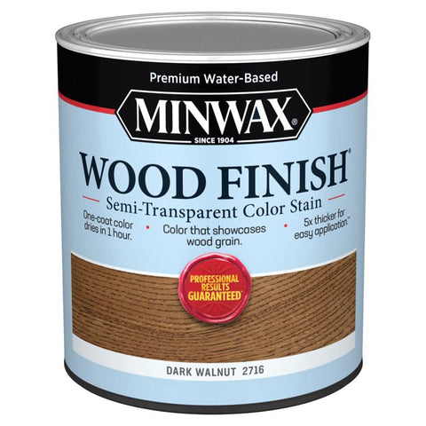 Minwax Wood Finish Water-Based Semi-Transparent Dark Walnut Water-Based Wood Stain 1 qt (Pack of 4)