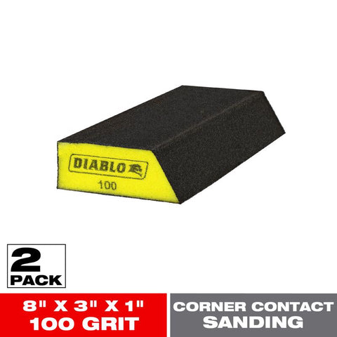 Diablo 8 in. L X 3 in. W X 1 in. 100 Grit Fine Angled Corner Sanding Sponge