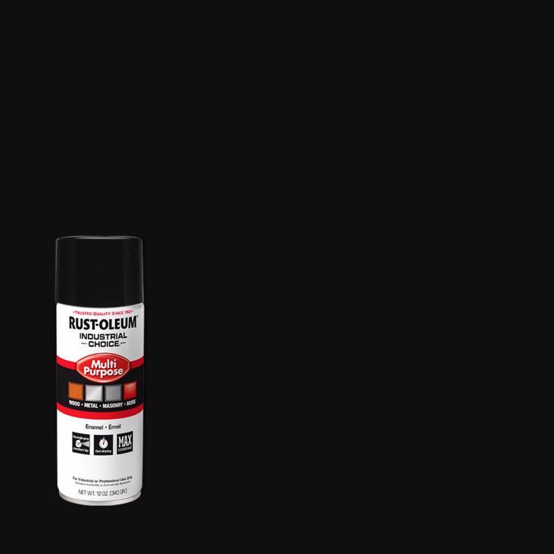 Rust-Oleum Industrial Choice Gloss Black Enamel Spray Paint 12 oz (Pack of 6)