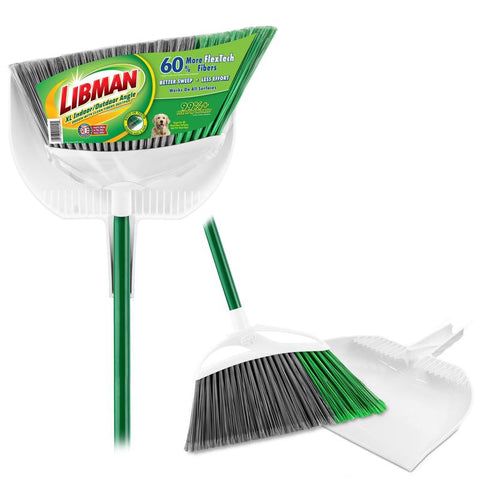 Libman 15 in. W Stiff Recycled PET Broom with Dustpan (Pack of 4)