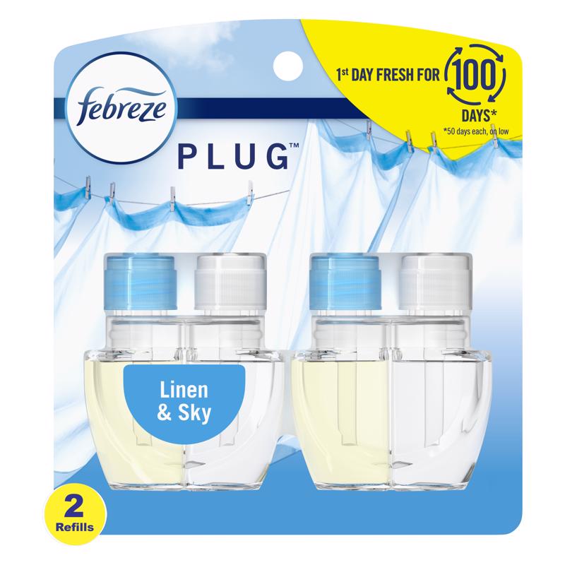 Febreze Plug Linen and Sky Scent Air Freshener Oil Refill 1.75 oz Liquid 2 pk (Pack of 6)