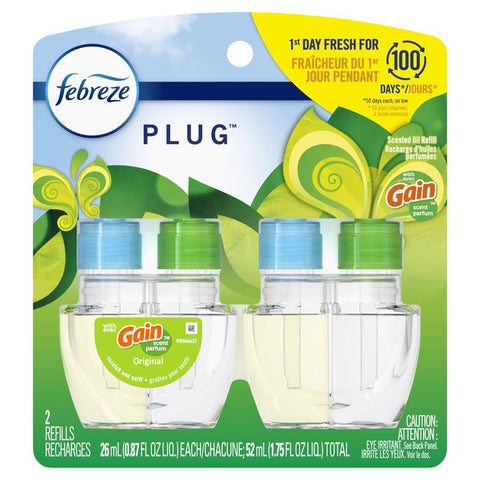 Febreze Plug Gain Original Scent Air Freshener Oil Refill 1.75 oz Liquid 2 pk (Pack of 6)
