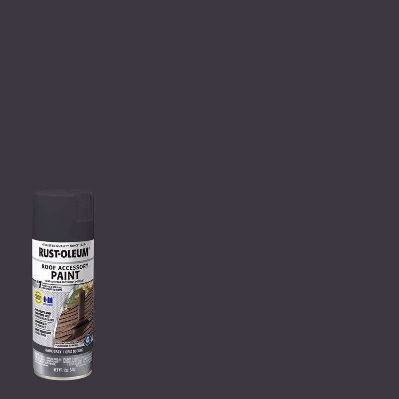Rust-Oleum Roof Accessory Flat Dark Gray Spray Paint 12 oz (Pack of 6)