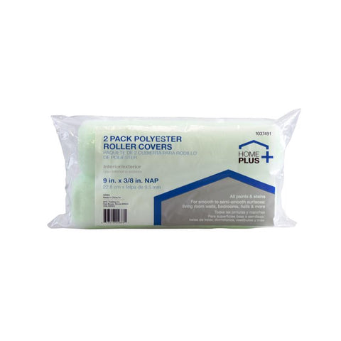 Home Plus Polyester 9 in. W X 3/8 in. Paint Roller Cover 2 pk