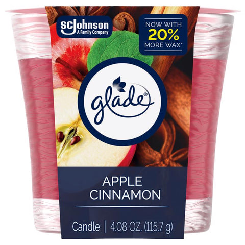 Glade Red Apple Cinnamon Scent Air Freshener Candle 4.08 oz (Pack of 6)