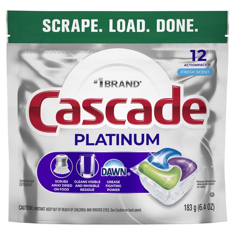 Cascade Platinum Fresh Scent Pods Dishwasher Detergent 6.4 oz 12 pk (Pack of 6)