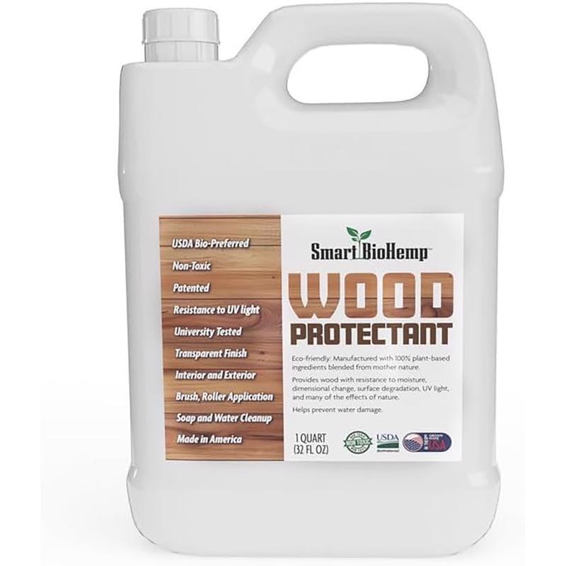Smart BioHemp Flat Clear Fully-Transparent Water-Based Wood Protector 32 oz (Pack of 8)