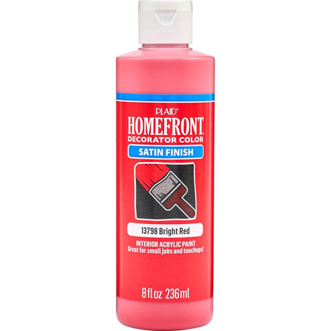 Homefront Satin Bright Red Craft Paint Interior 8 oz (Pack of 3)