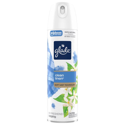 Glade Clean Linen Scent Air Freshener 7.3 oz Aerosol (Pack of 6)