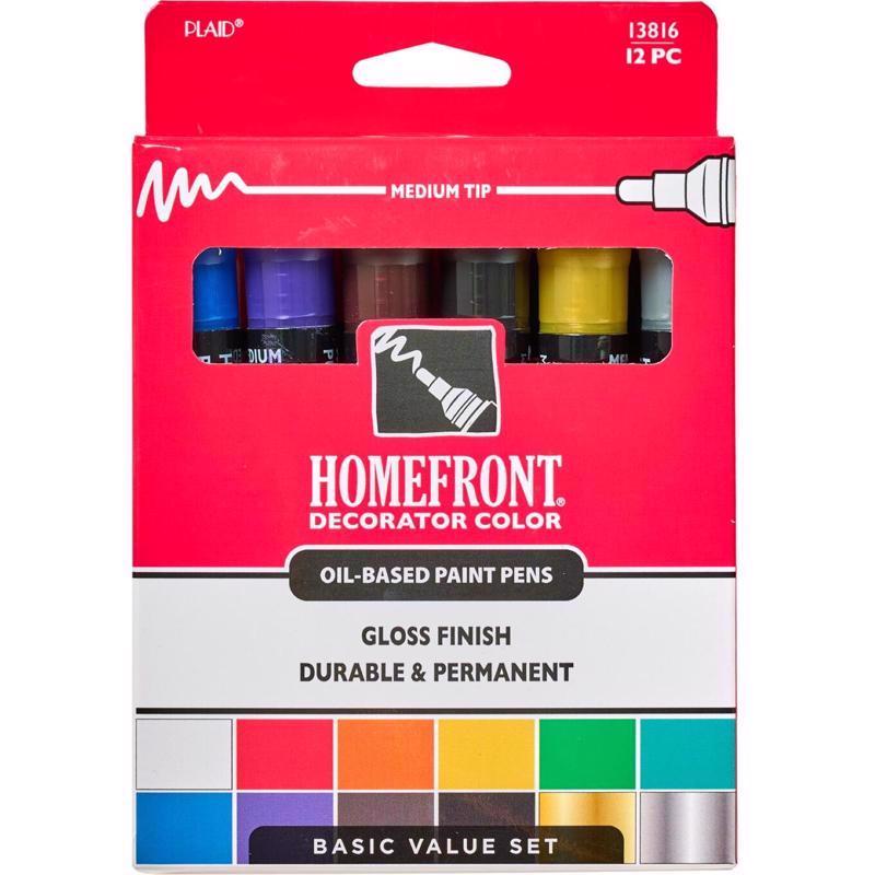 Marcadores de pintura multicolor Homefront para exteriores e interiores, 12 piezas (paquete de 2)