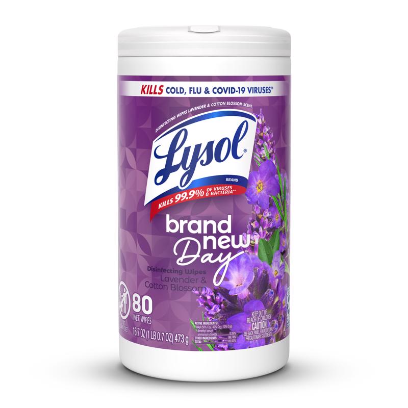 Lysol Lavender and Cotton Blossom Scent Disinfecting Wipes 16.7 80 pk (Pack of 6)