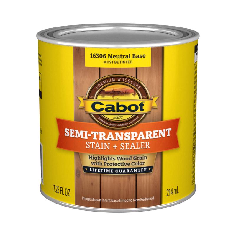 Cabot Semi-Transparent Tintable Stain and Sealer 7.25 oz (Pack of 4)