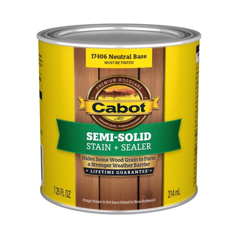 Cabot Semi-Solid Tintable Neutral Base Oil-Based Alkyd Stain and Sealer 7.25 fl. oz. (Pack of 4)
