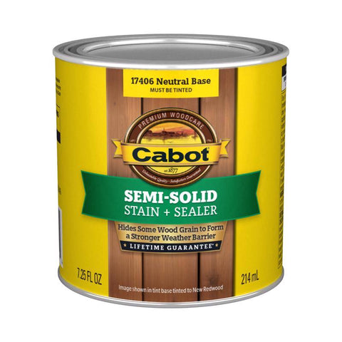 Cabot Semi-Solid Tintable Neutral Base Oil-Based Alkyd Stain and Sealer 7.25 fl. oz. (Pack of 4)