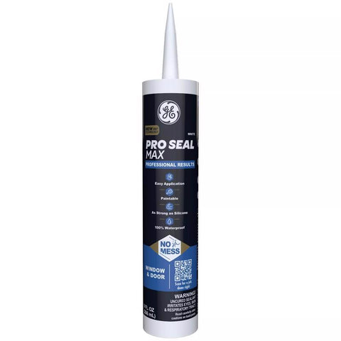 GE Pro Max White Silicone 1 Window and Door Caulk Sealant 9 fl. oz. (Pack of 12)